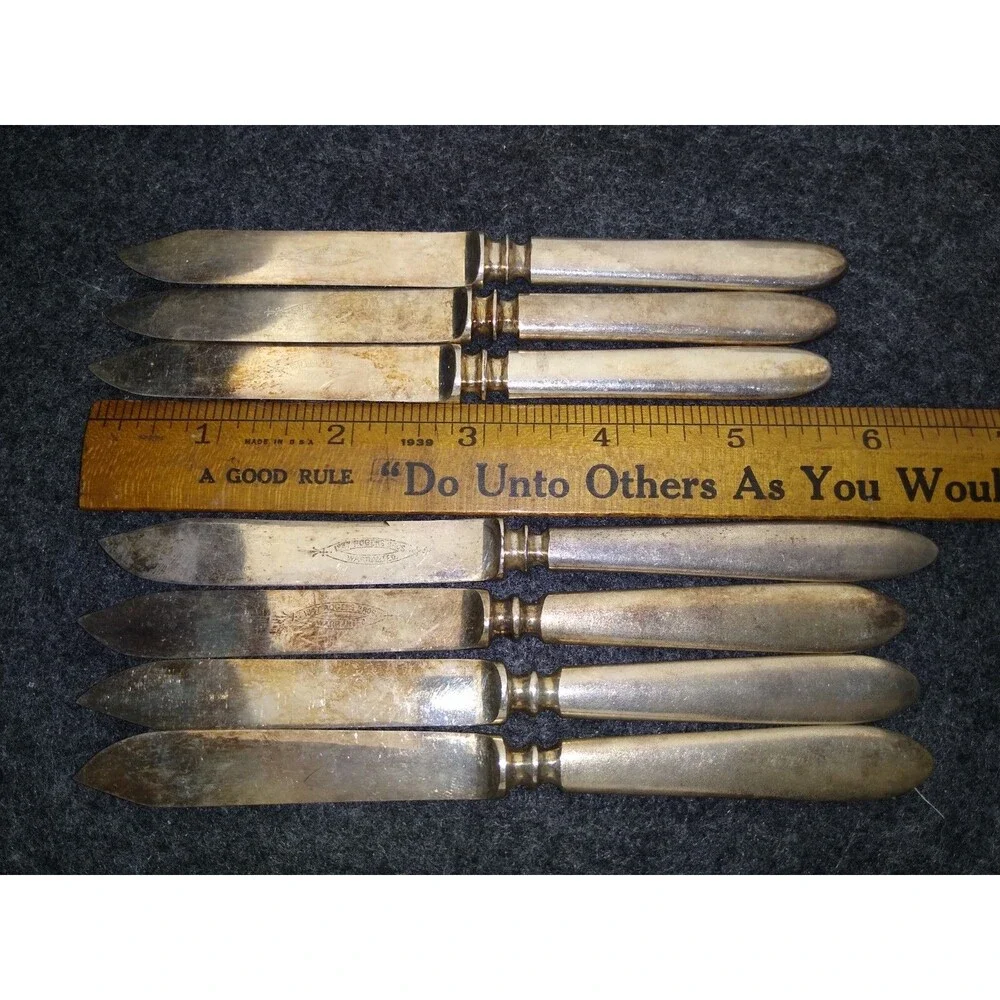 Lot of 7 Rogers Bros Warranted International Silver Plain Pointed Fruit Knife